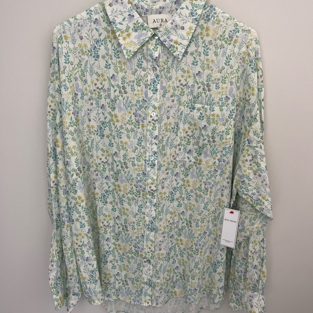 Aura Floral Button Down Shirt - Green and Yellow